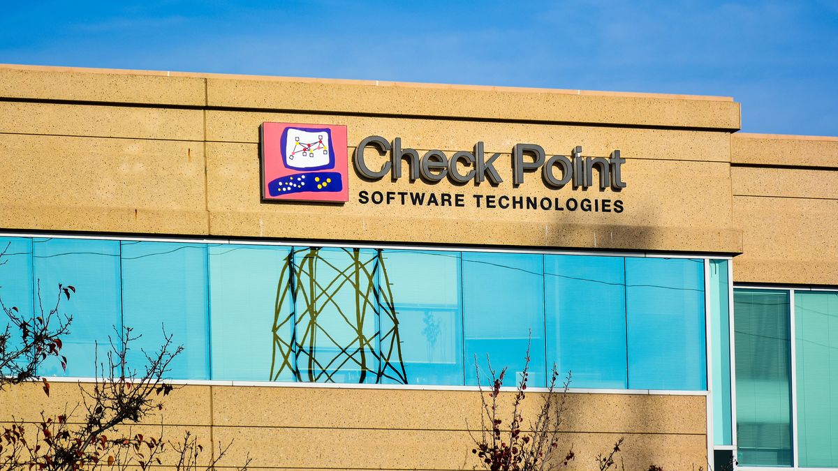 Check Point building with a sign