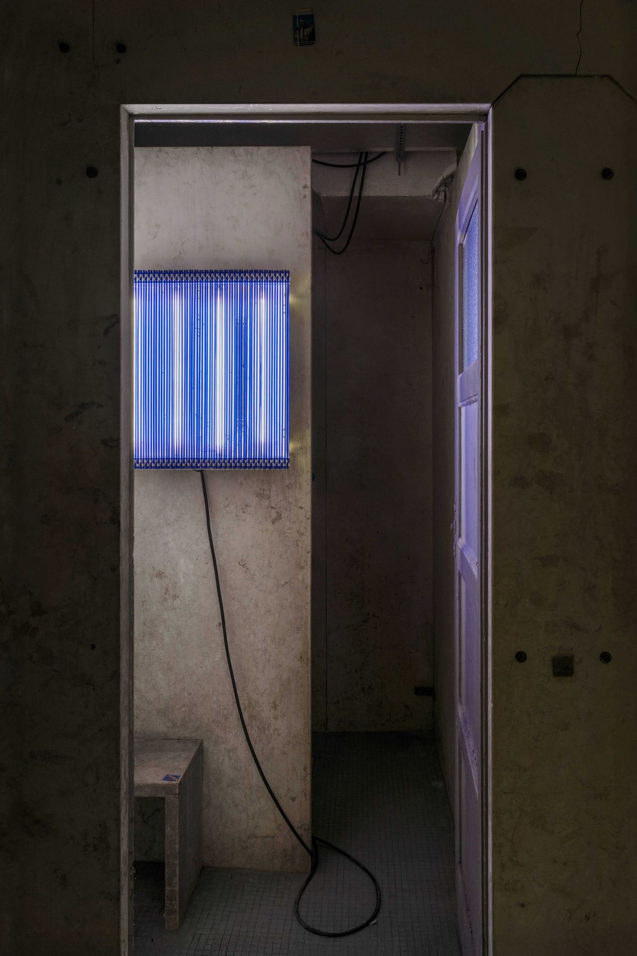 Murano glass lighting installed in a former swimming pool