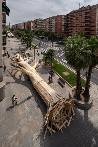 installation in the shape of a tree