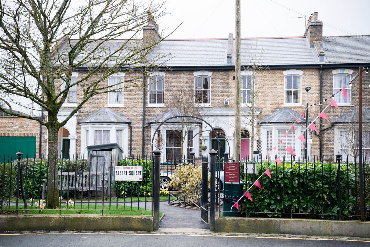 Albert Square houses and gardens.