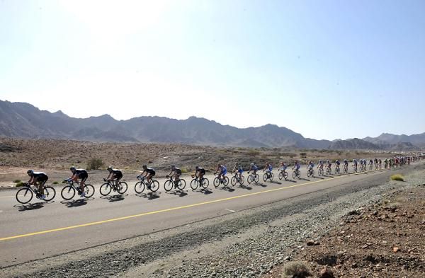 The pace was full gas, lining the peloton out single file
