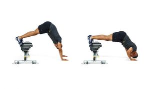 Man demonstrates two positions of the pike press-up