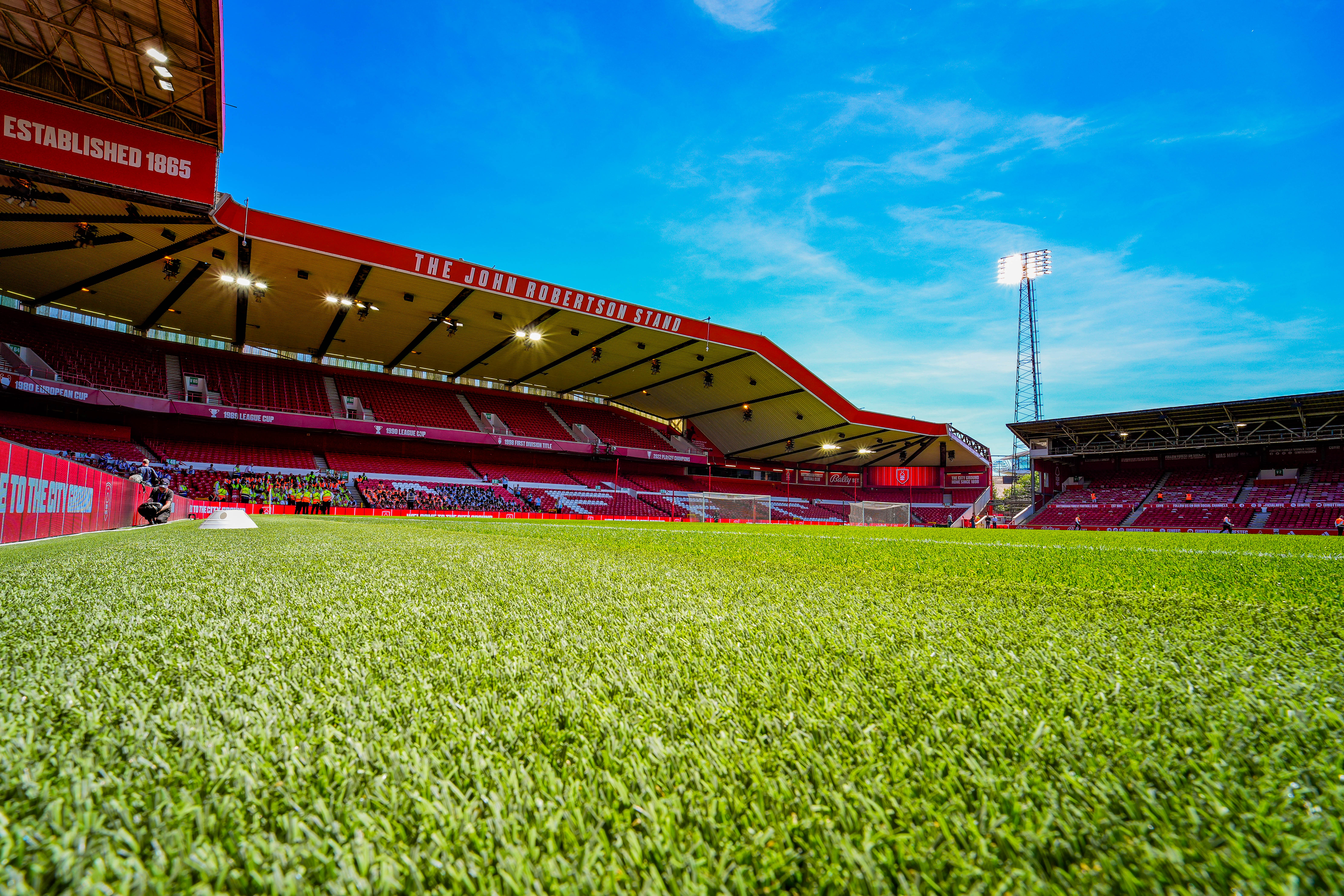 A general view of the newly unveiled John Robertson stand during the Premier League match between Nottingham Forest and Bournemouth at City Ground in Nottingham, United Kingdom, on May 24, 2026. (Photo by Maynard Manyowa/News Images/NurPhoto via Getty Images)