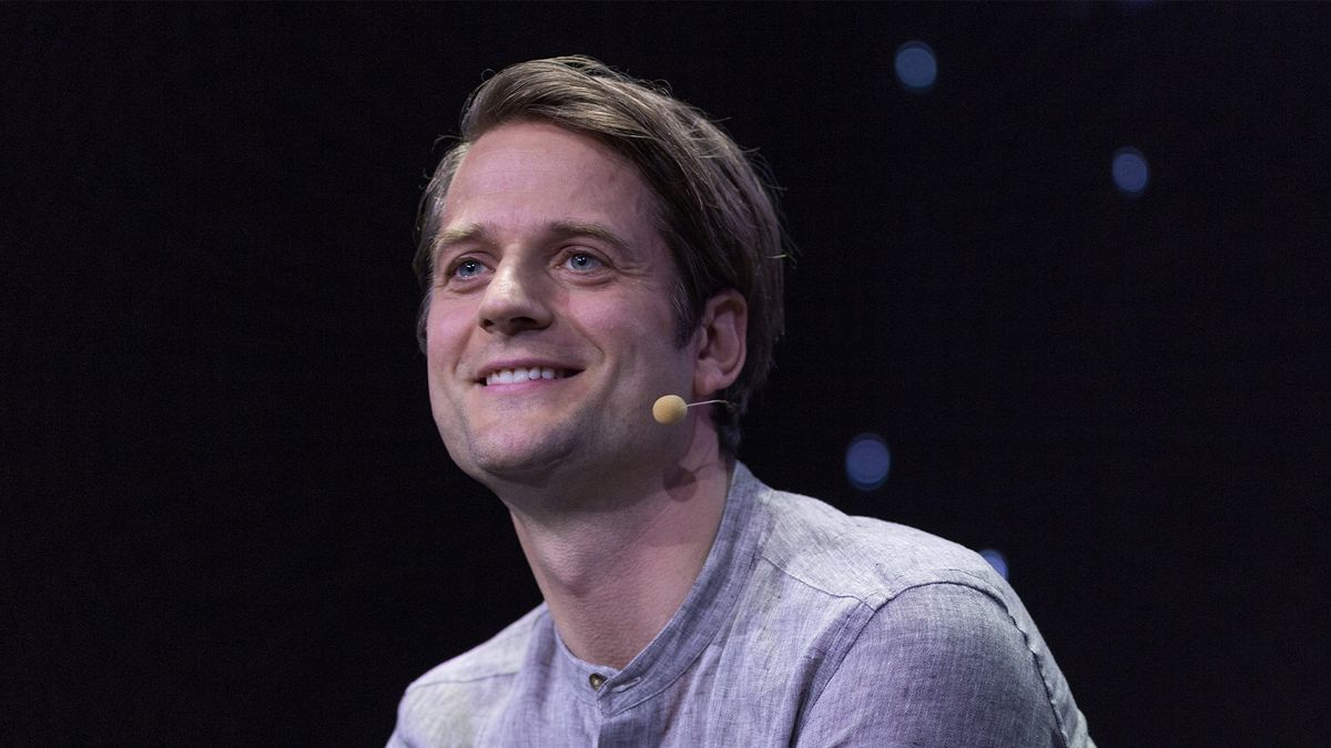 Klarna CEO Sebastian Siemiatkowski pictured while speaking at the Symposium Stockholm &#039;Brilliant Minds&#039; technology and music conference in Stockholm, Sweden.