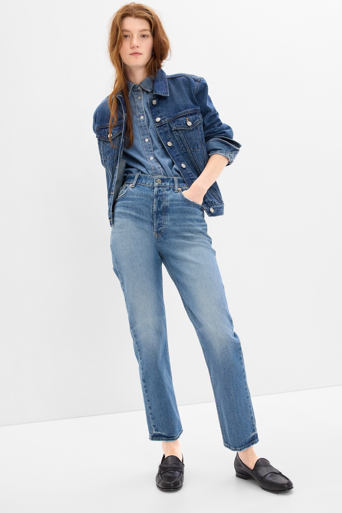 Gap High Rise Cheeky Straight Jeans with Washwell
