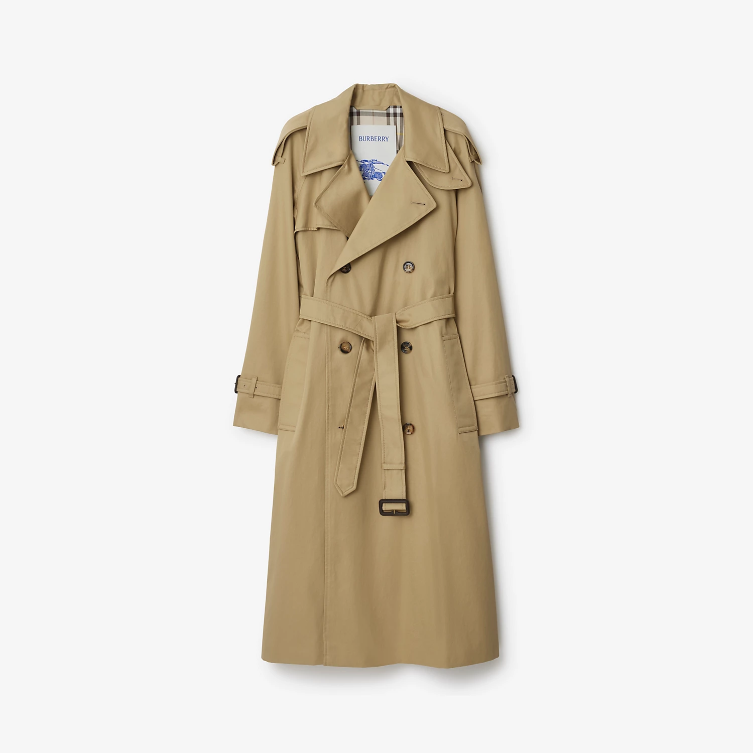 Long Castleford Trench Coat in Beige - Women, Cotton | Burberry® Official