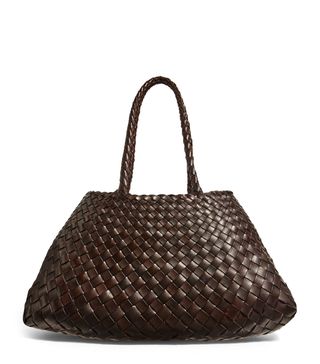 Large Leather Woven Santa Croce Tote Bag