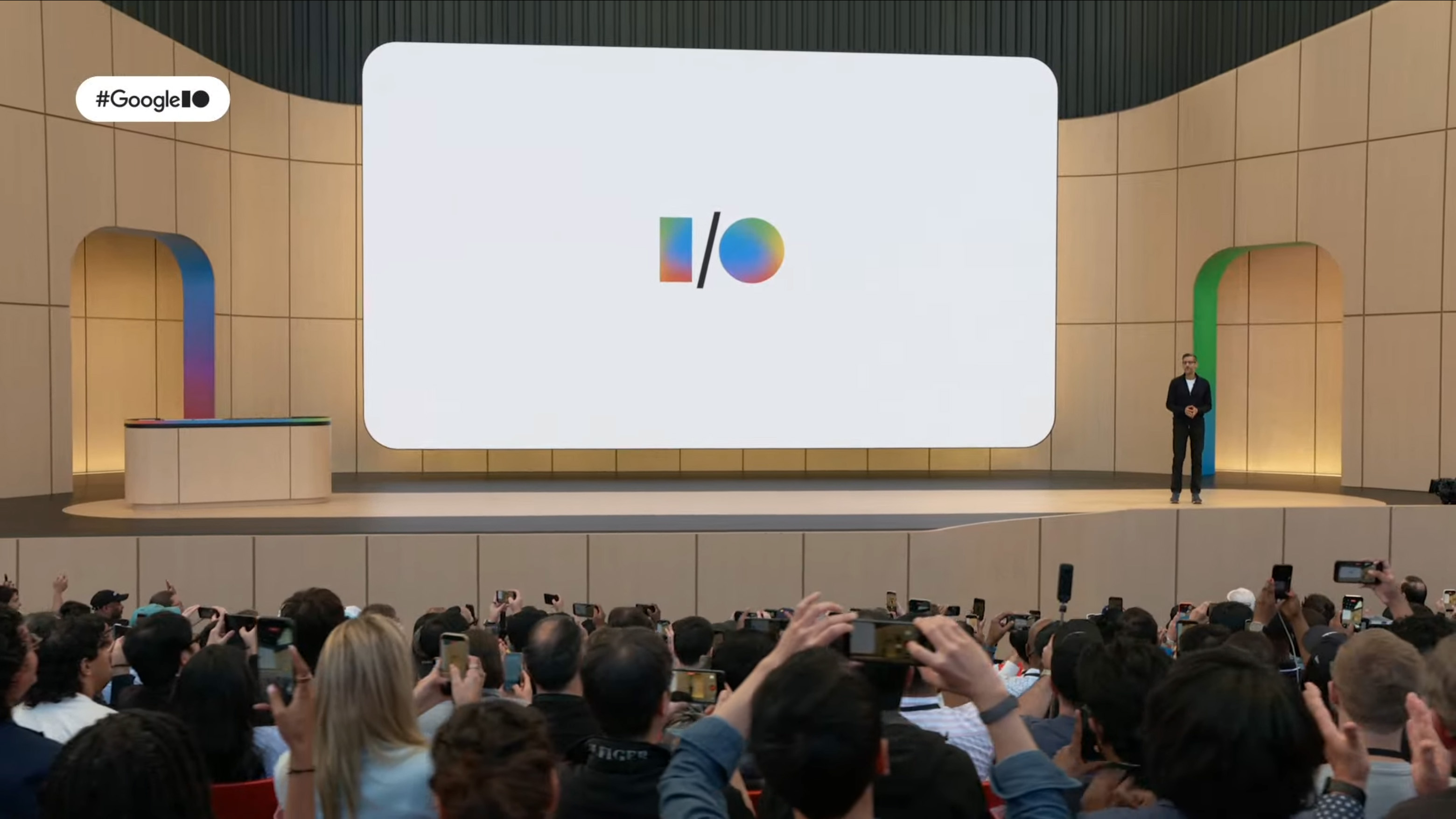 Sundar Pichai on stage at Google I/O 2026