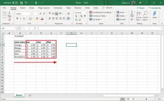 Excel table information for VLOOKUP