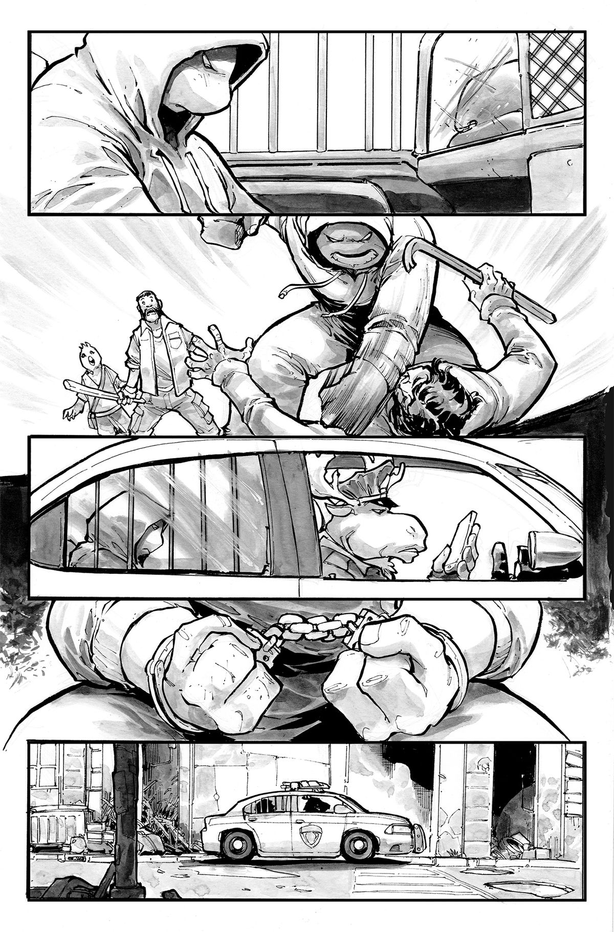 Inked pages from TMNT: Nightwatcher #2