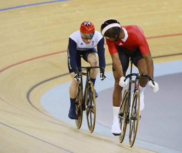 Njisane Nicholas Phillip (Trinidad and Tobago) leads Jason Kenny (Great Britain)