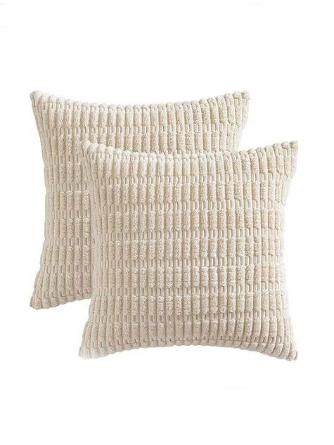Corduroy Decorative Throw Pillow Covers, Pack of 2 