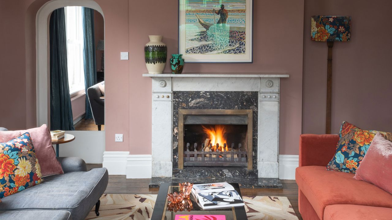 Colorful living room in Edwardian beachside retreat in Kent