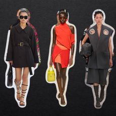 a collage of models wearing some of the best strappy sandal trends