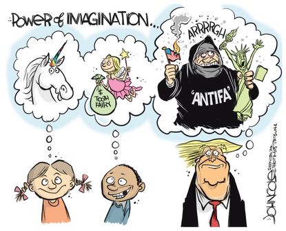 Political Cartoon U.S. Trump antifa imagination