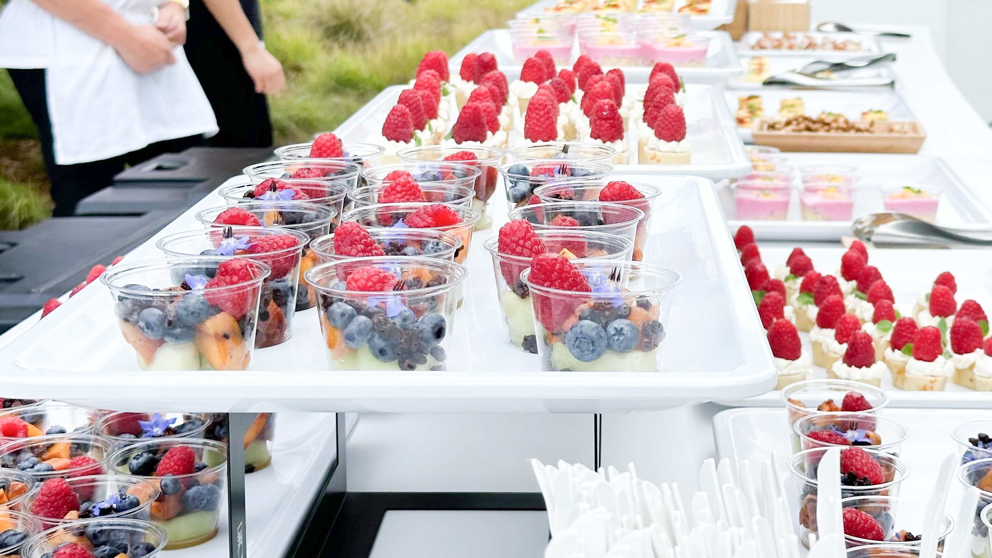 Apple Event 2023 catering outside at Apple Park lots of berries