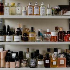 Perfumes on shelves