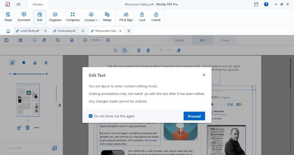 Screenshot of WinZip PDF Pro PDF editor