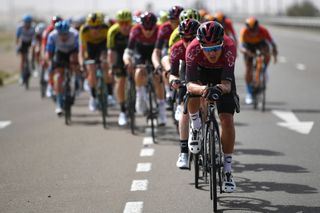 Andrey Amador (Team Ineos) leads the peloton at the 2020 UAE Tour