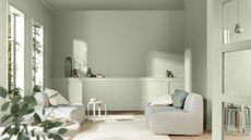 Green living room, painted in DULUX Soulful Sage