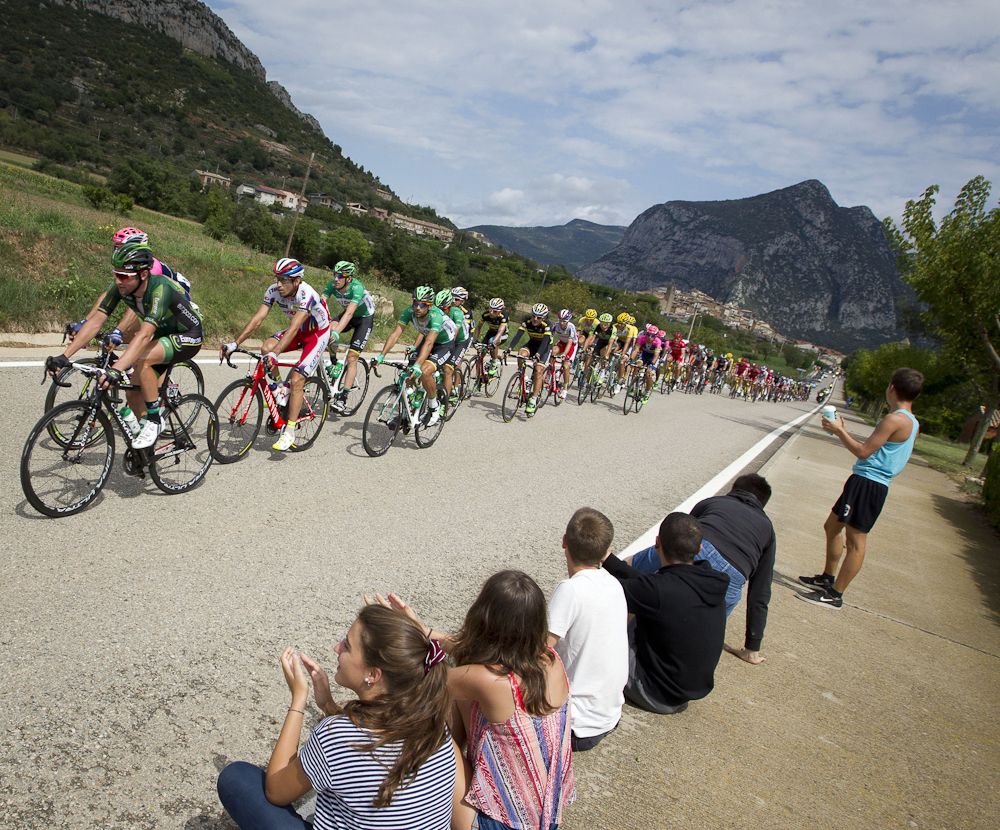The peloton in action during stage 12 of the 2015 Vuelta a Espana.