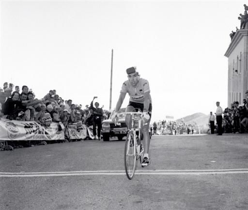 Eddy Merckx, wearing the yellow jersey, wins on Mont Ventoux in the 1970 Tour de France.