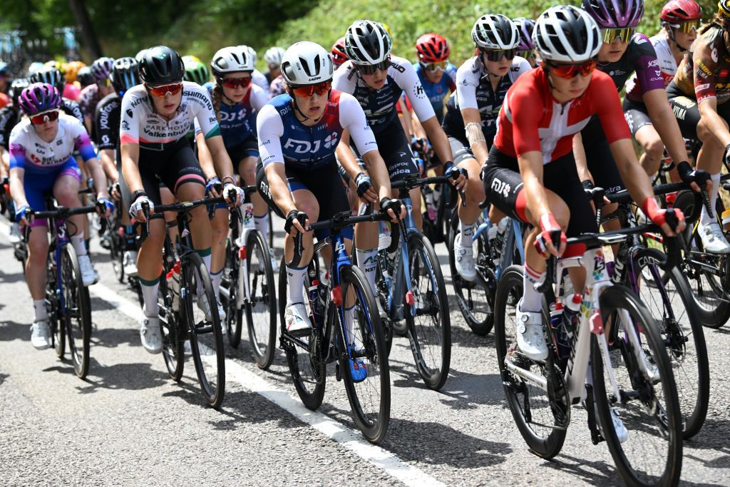 ROSHEIM FRANCE JULY 29 Ggrarace Brown of Australia and Team Fdj Nouvelle Aquitaine Futuroscope competes during the 1st Tour de France Femmes 2022 Stage 6 a 1286km stage from SaintDidesVosges to Rosheim TDFF UCIWWT on July 29 2022 in Rosheim France Photo by Dario BelingheriGetty Images