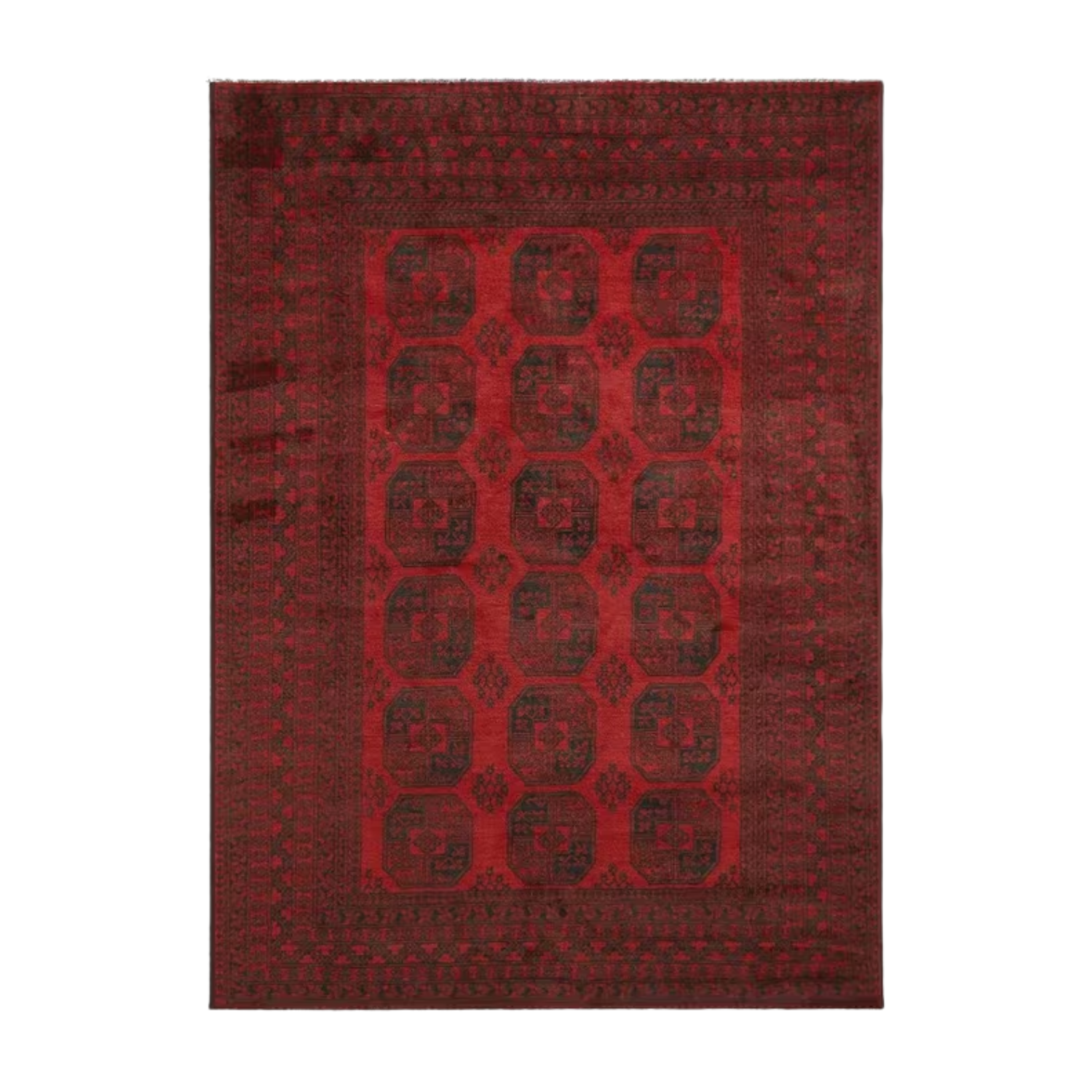 A red Afghan rug