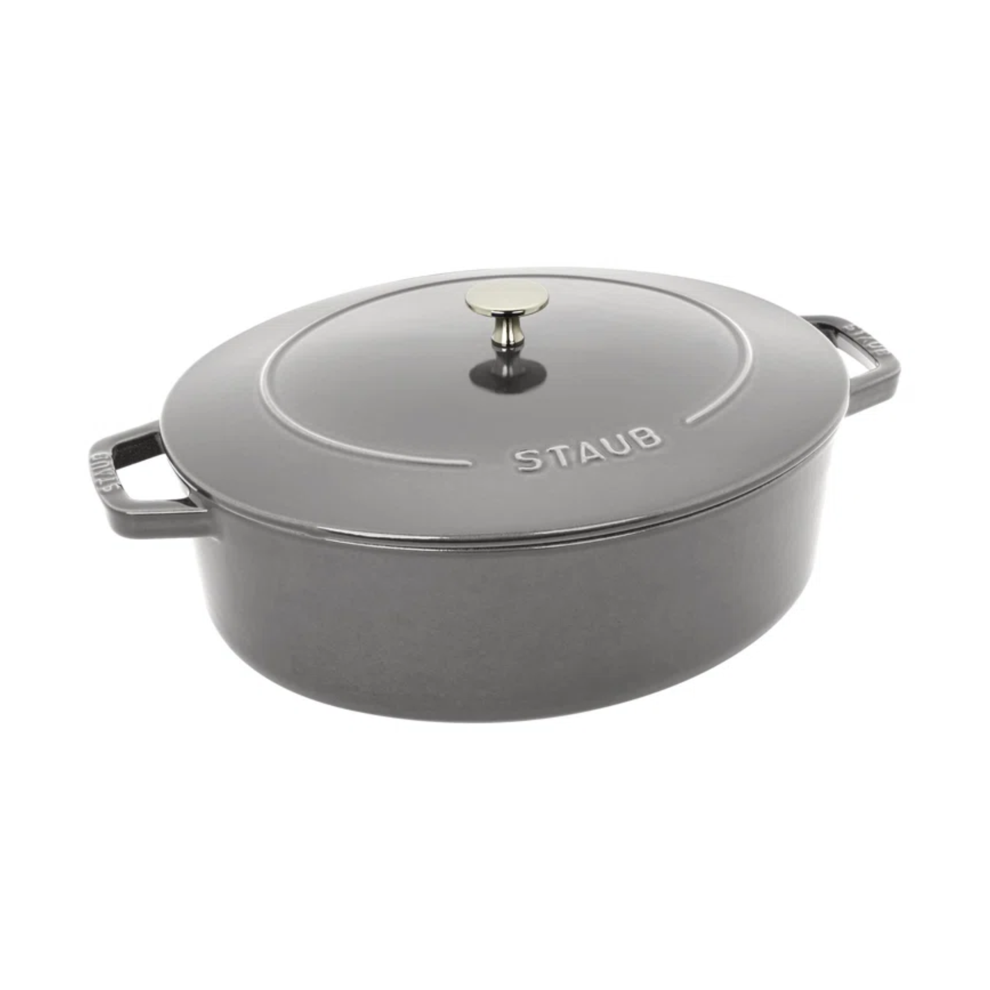 cast iron dutch oven in grey