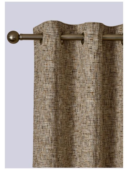 Textured Chenille Lined Curtains in Ochre / Natural