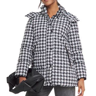 Houndstooth Mid Duvet Puffer Coat