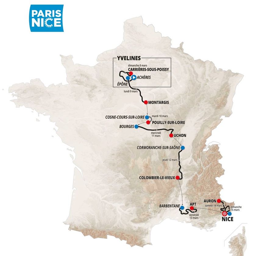 Paris-Nice 2026 route map