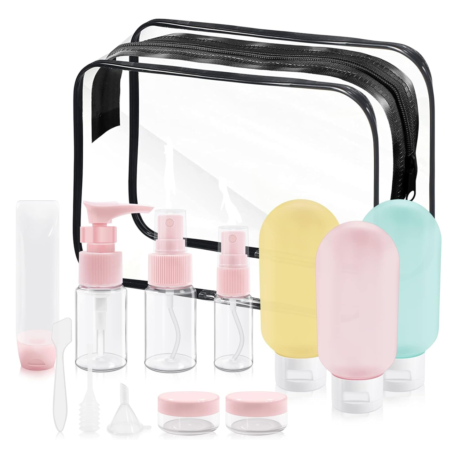 A skincare travel set of containers
