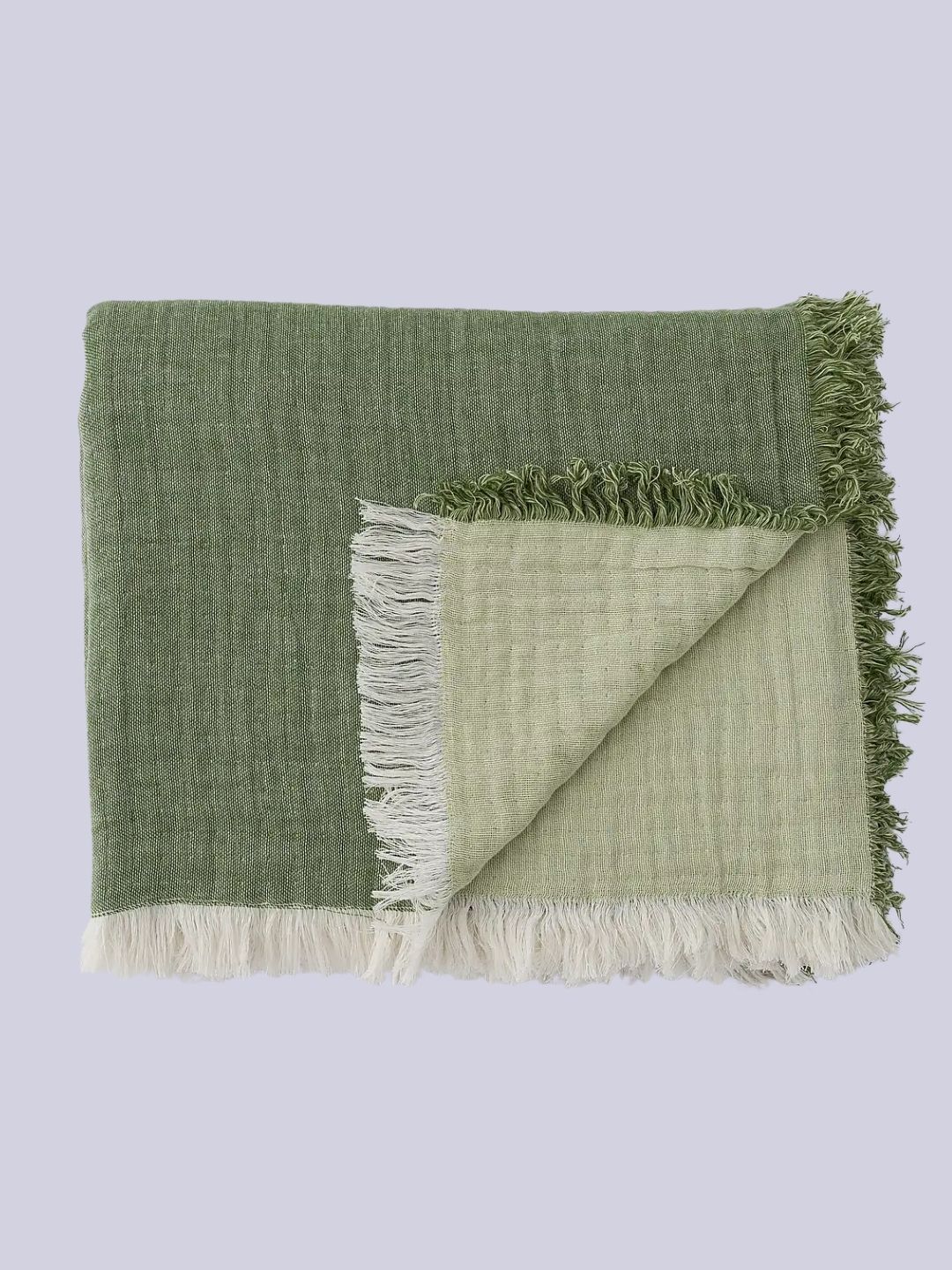 Dunelm, Reversible Muslin Cotton Throw in Eucalyptus