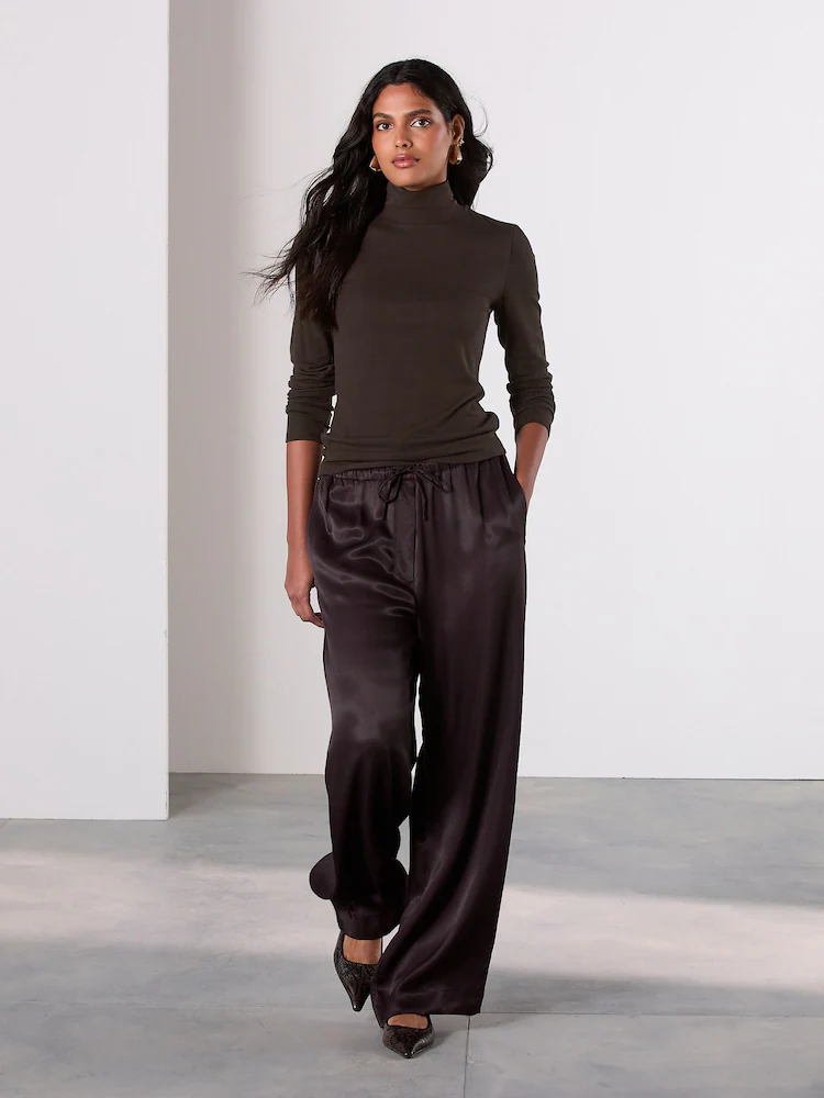 Next, Satin Tie Waist Wide Leg Trousers