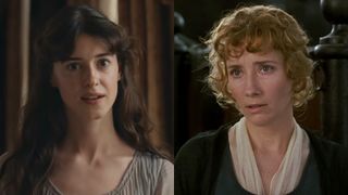From left to right: Daisy Edgar-Jones in 2026's Sense and Sensibility and Emma Thompson in 1995's Sense and Sensibility. 