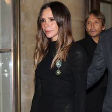 Victoria Beckham was spotted during Paris Couture Week carrying a croc Herm&egrave;s Birkin bag