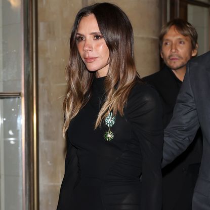 Victoria Beckham was spotted during Paris Couture Week carrying a croc Herm&egrave;s Birkin bag