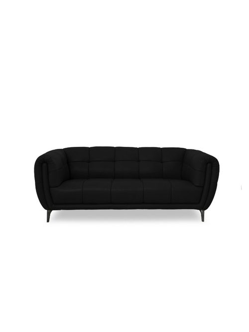 Sienna Leather Large 2 Seater Sofa in Oslo Jet Black