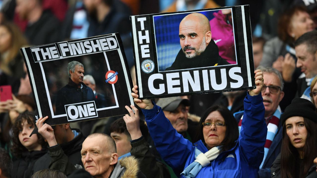 Man City vs Man Utd Pep Guardiola Jose Mourinho