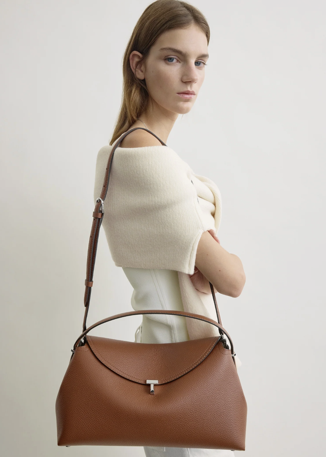 Toteme , T-Lock Grained-Leather Top Handle Sienna - One Size