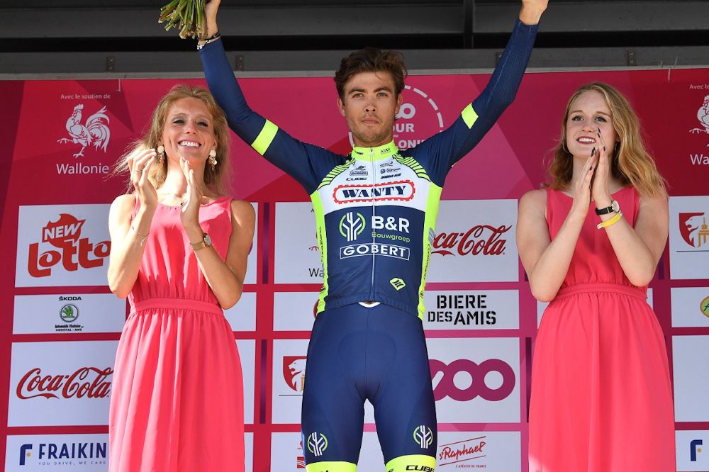 Odd Christian Eiking (Wanty-Groupe Gobert) on the podium after winning stage 3 at the Tour de Wallonie