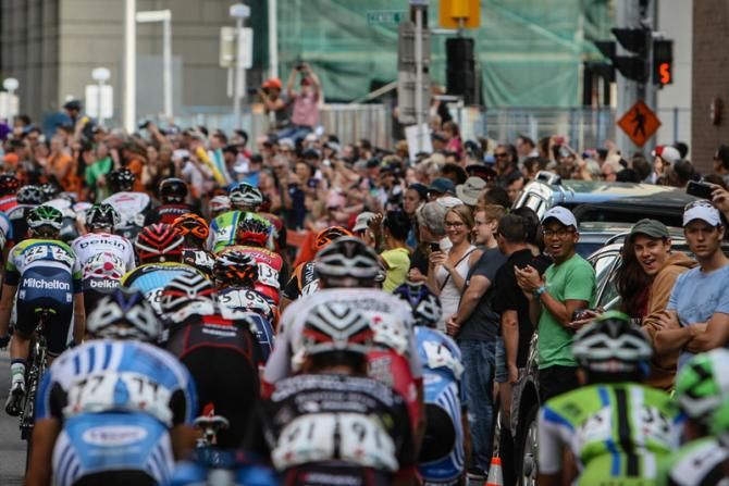 Big crowds along the route in downtown Calgary.