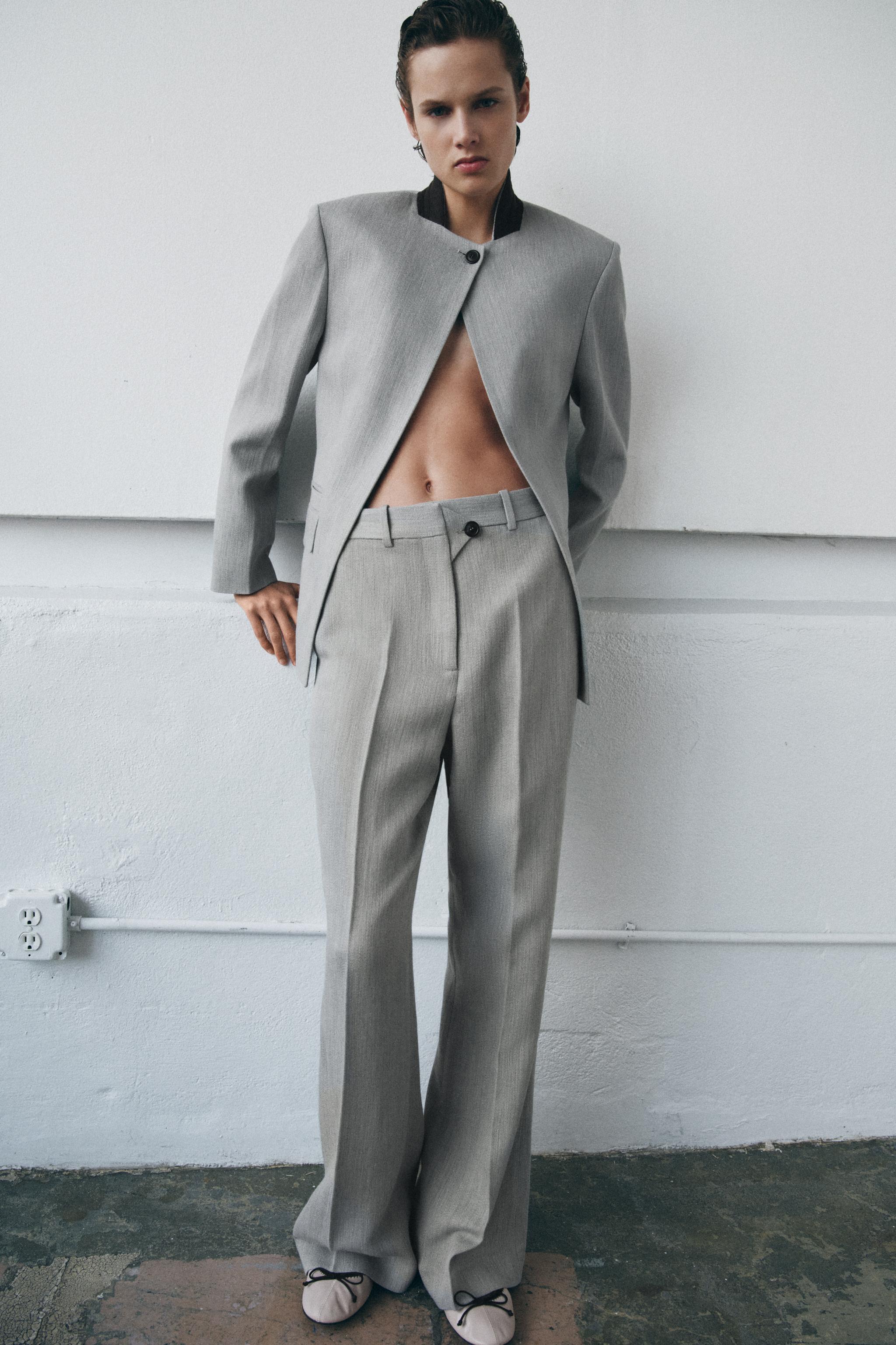 Zw Collection Contrast Collar Blazer