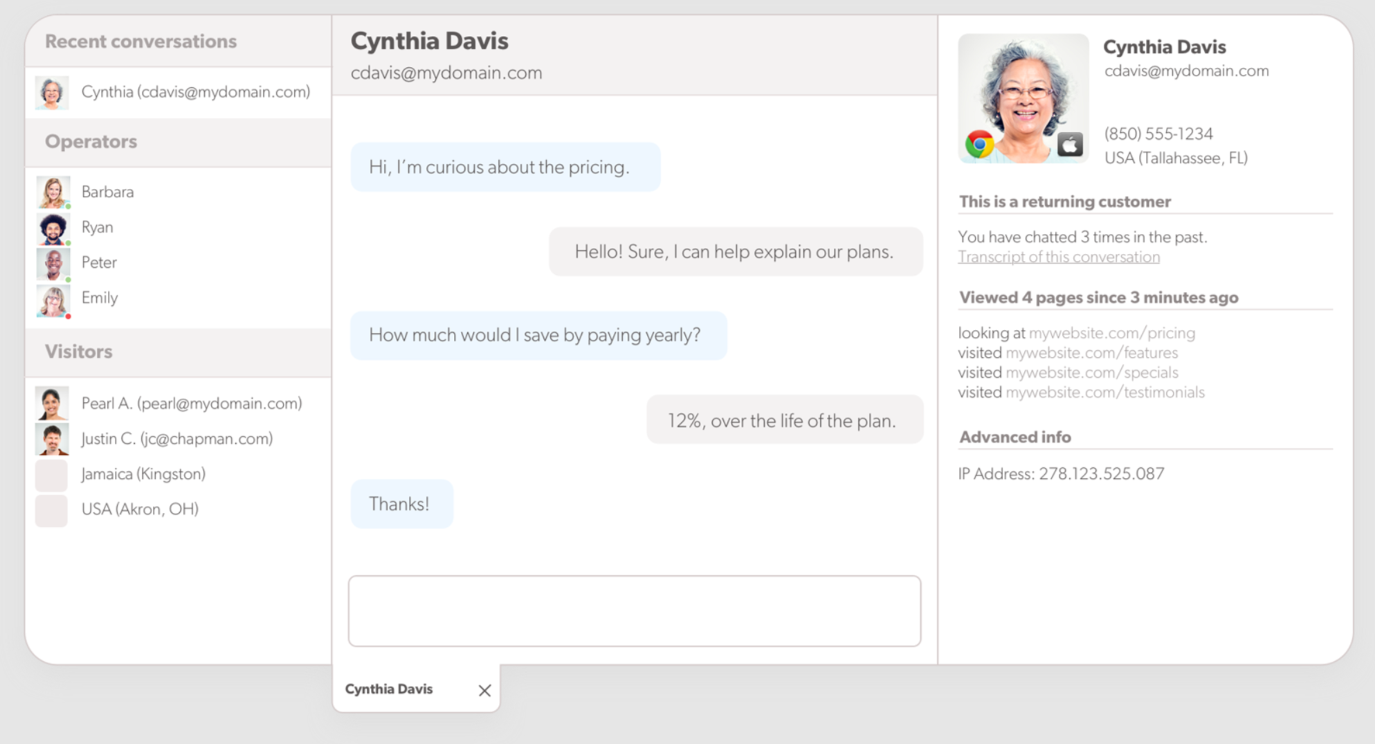 Olark user interface