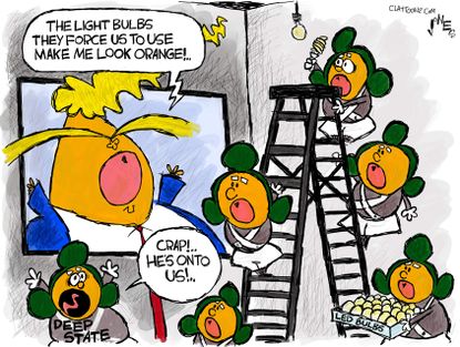 Political Cartoon U.S. Trump light bulbs oompa loompas&nbsp;