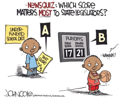 Political Cartoon U.S. Public Charter School Test Scores Education