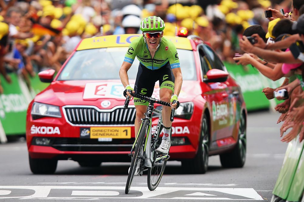 Andrew Talansky rides toward his second-place finish during stage 17.