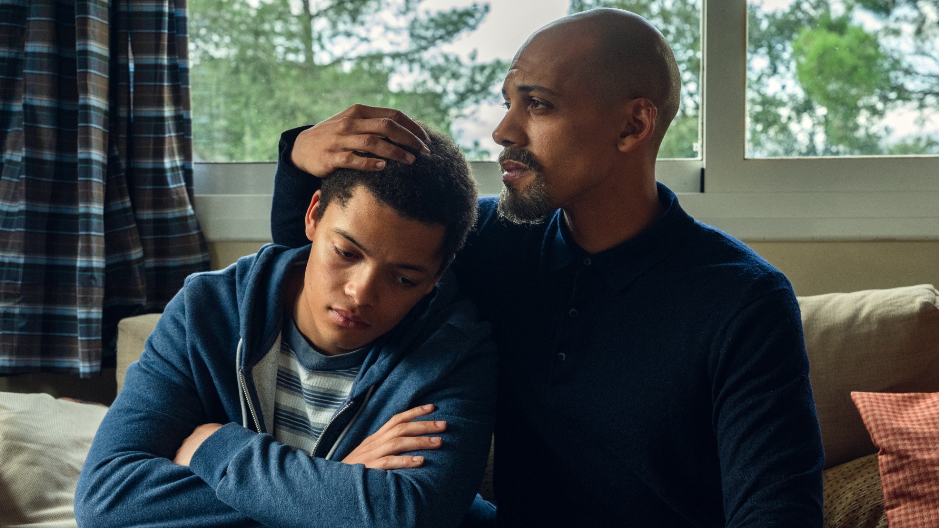 Max Fincham as Alex Hanscombe, Jordan Bolger as Andr&amp;eacute; Hanscombe, in The Witness