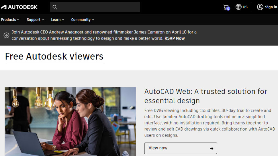 Autodesk website screenshot.